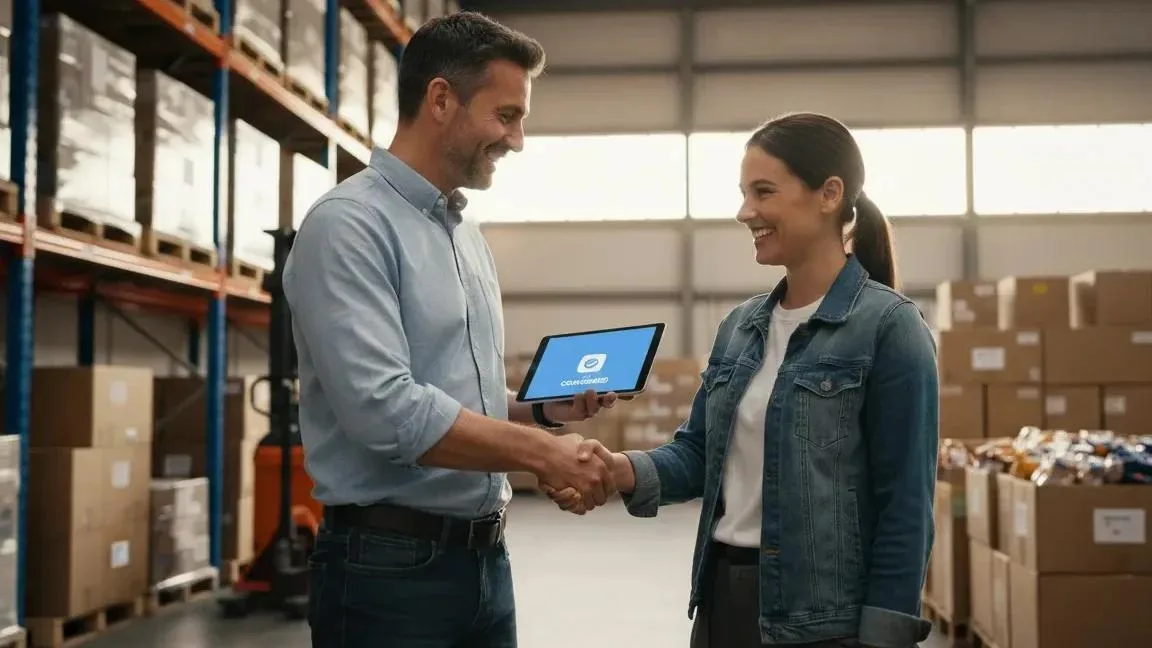 UK business owner paying supplier promptly using instant payouts to strengthen relationships