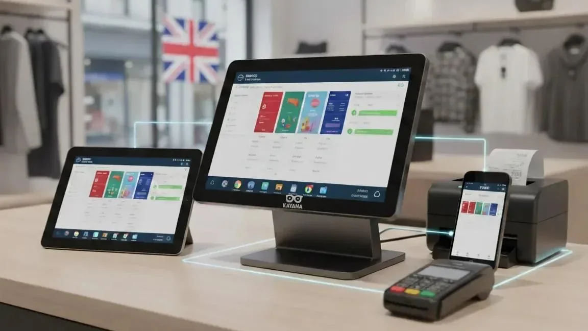 Modern EPOS system with instant payouts integrated with accounting software for UK retail business