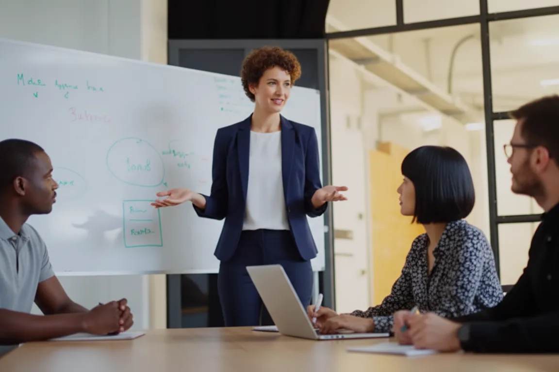An organisation team discussing insider tips to business