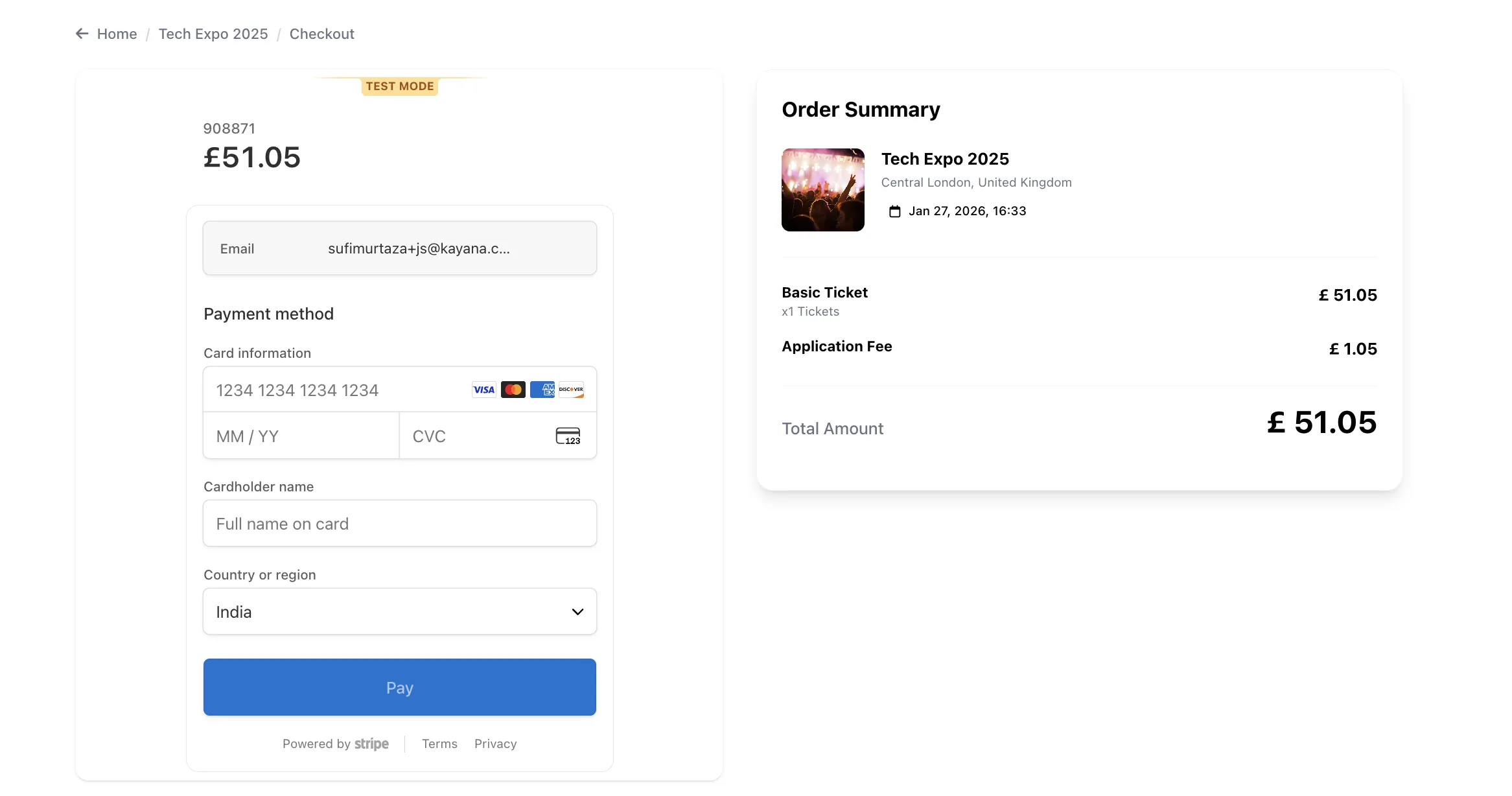 A view of the payment screen