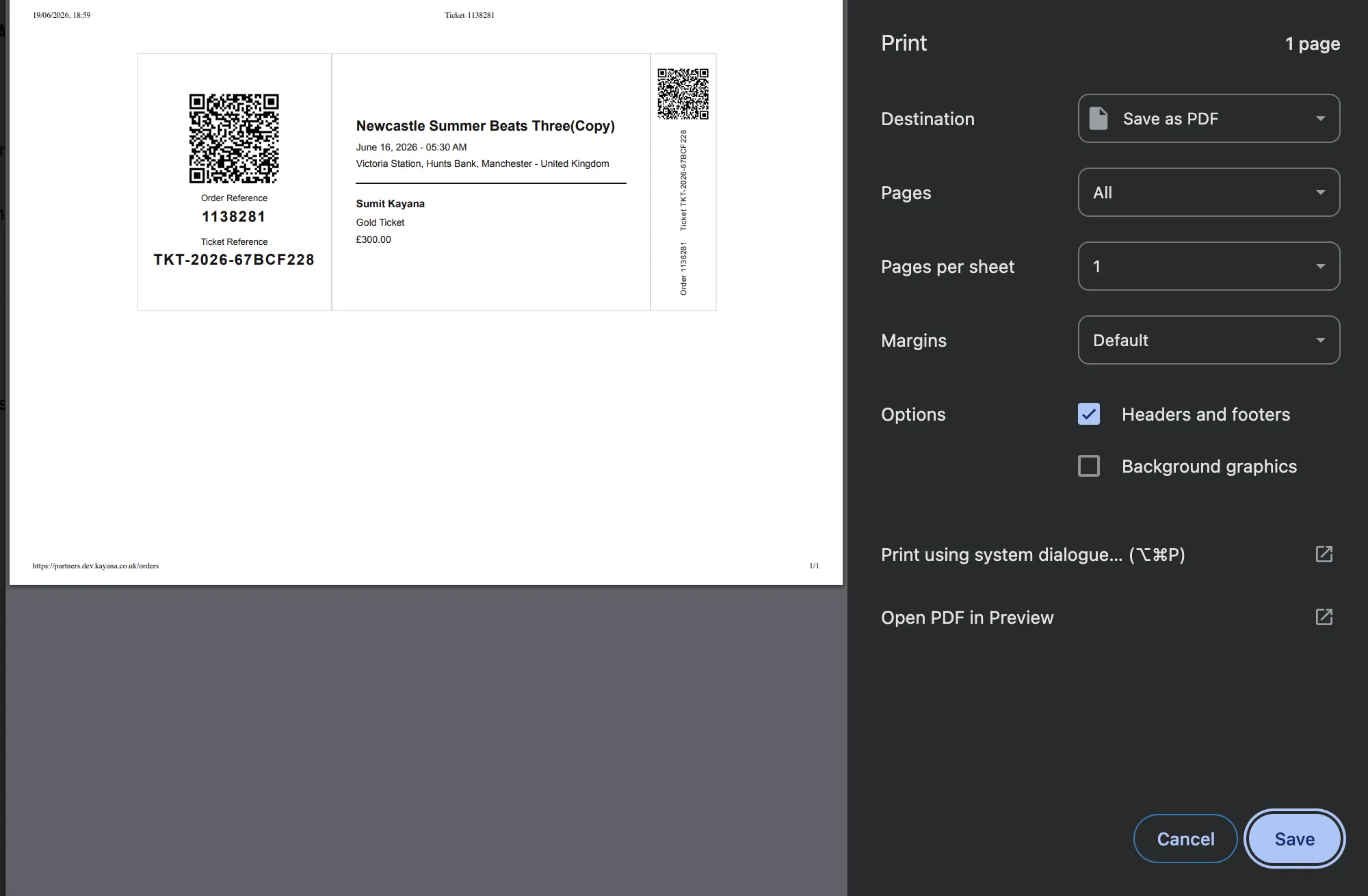 How to Share a Ticket QR Code with a Customer via Kayana Partners Admin — figure 4